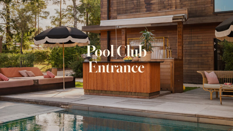Entrance to the day spa and Coco Beach Club at Ellery Beach House near Stockholm