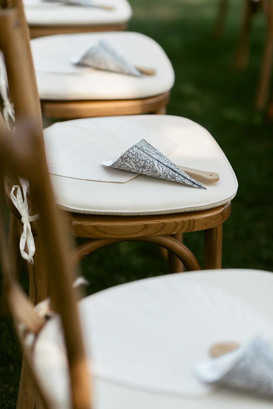 Before the Ceremony Chairs arranged for a wedding ceremony at Ellery Beach House