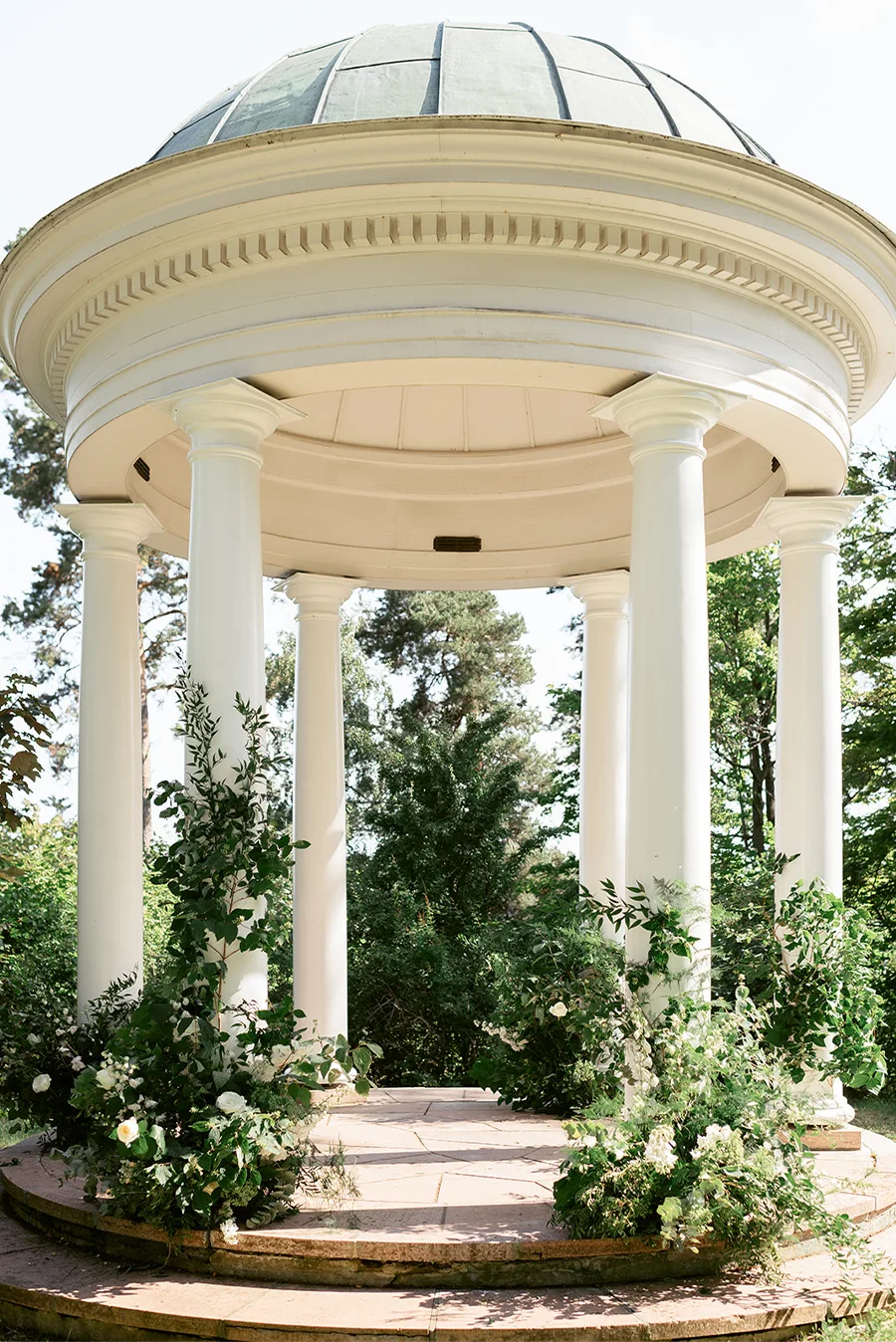 A Ceremony in the Rotunda Decorated wedding ceremony setting in the Rotunda at Ellery Beach House